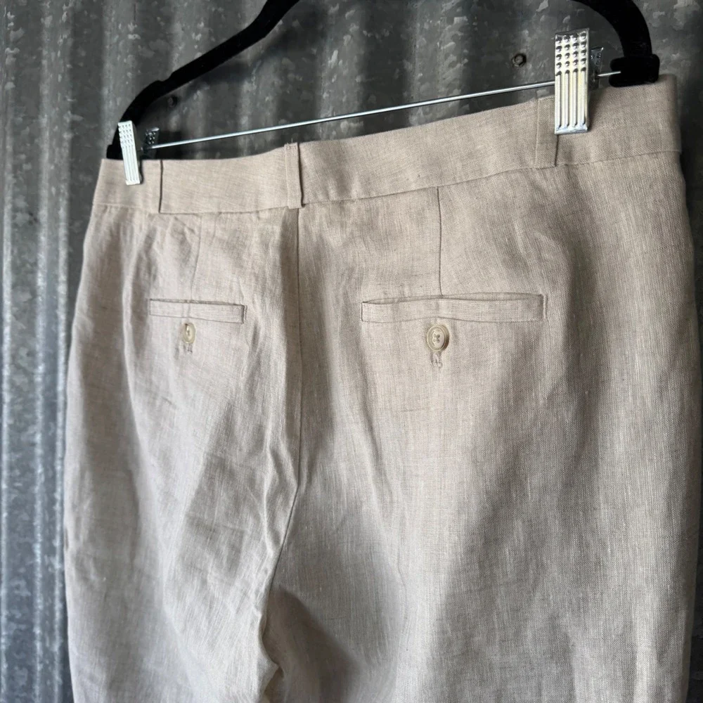Banana Republic Avery Linen Pants Womens 8 Beige Straight Leg Trousers Neutral